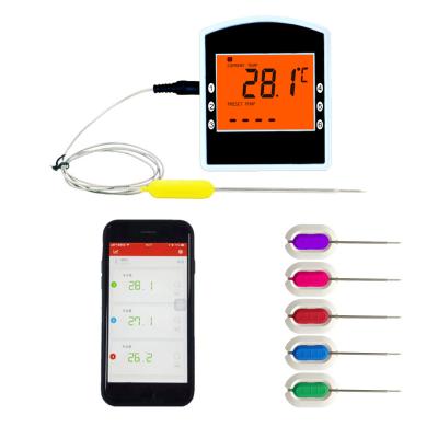 China 6 Probes Intelligence Digital Thermometer Wireless BBQ Cooking Meat Thermometer for sale