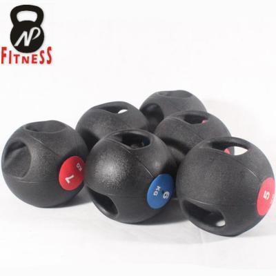 China Gym And Fitness Custom Printed Two Handle Double Grip Medicine Ball Weight Ball for sale