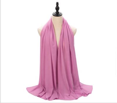 China Chiffon Pearl Chiffon Chat Muslim Women's Plain Silk Hijab Scarf Long Scarf for sale