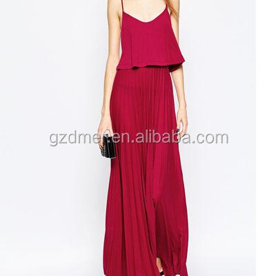 China Latest fashion anti-static pleated summer dress long chiffon maxi dress for sale