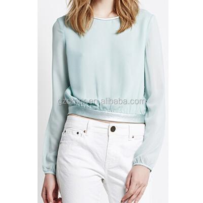 China Anti Shrink Long Sleeves Luxury Woman Blouse With Back Sheer Embroidery Material for sale