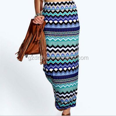 China Long Skirt Vacation Style Long Pencil Skirt Woman Beach Skirt With Printed Pattern for sale