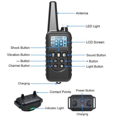 China Viable Stocked IP7 Waterproof 800M Remote Electronic Shock Dog Training Collar L880 Black Color for sale