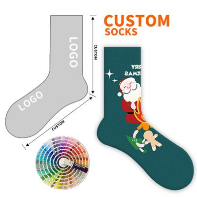 China Sporty Custom Cotton Snowman Santa cartoon festival gift Christmas socks Sustainable Happy sox Fashion Long Casual chaussettes for sale