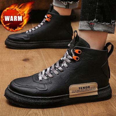 China New Products Warm High Top Winter Leather Shoes Outdoor for Man High Quality Leather Boots for Men for sale