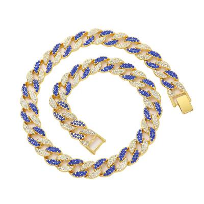 China Environmentally friendly Europe and America lead-free selling gold plated blue hop chains men's bracelet necklace men's Cuban jewelry collections for sale