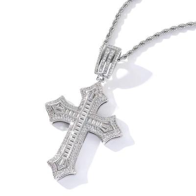 China Lead Free Luxury Design Environmentally Friendly Gold Plated Copper Zircon 5A Twinkle Cross Necklace For Men Fine Jewelry for sale