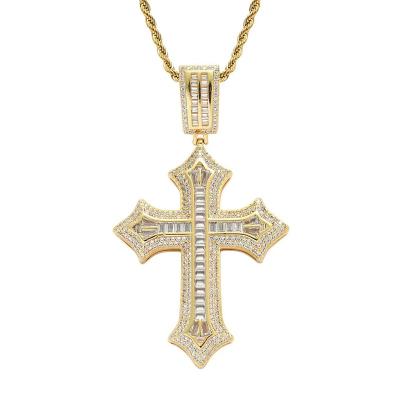 China European Noble Luxury Gold Plated Lead Free Personality Environmentally Friendly Full Hip Hop Full Hip Men's Diamond Cross Pendant Necklace for sale