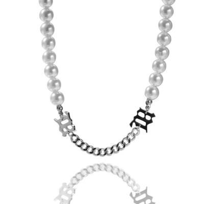 China The Latest Environmentally Friendly Lead Free Jewelry Bead Hip Hop Patchwork 316L Stainless Steel Charm Letter Necklace for sale