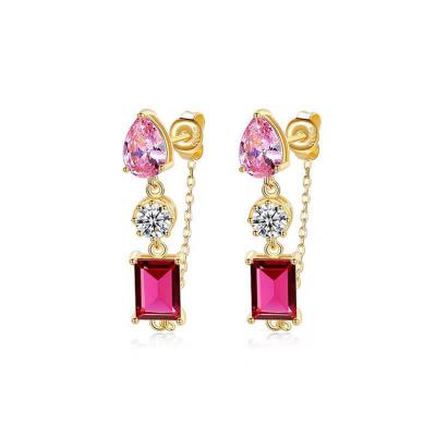 China Lead Free Environmentally Friendly High Quality Sense Of Luxury And Sophistication Silver Set Gemstone Rose Stud Earring Design SE20091519 S925 for sale