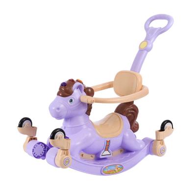 China A yaoyao horse that can move Unicorn Cartoons Toys Baby Plastic Children's multifunctional indoor pink rocking horse for sale