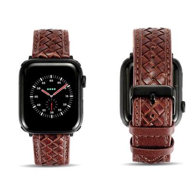 China Custom high quality leather watch band made of best sellers apple leather for iwatch 7 for sale