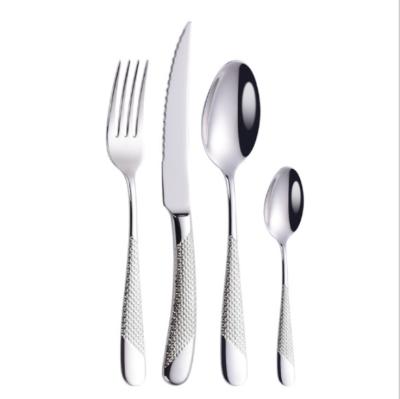 China New Arrival Restaurant Sustainable 304 Silver Knife Knife Spoon And Fork Set Stainless Steel Silverware Flatware Cutlery for sale