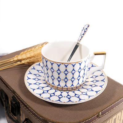 China Sustainable Coffee Mugs Set Tall Porcelain Coffee Mugs Set With Textured Geometric Patterns For Coffee Set for sale