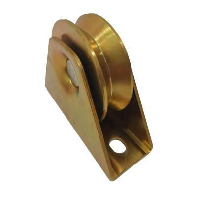 China Contemporary 50 Sliding Door Wheel V Groove Full Support Bracket Single Bearing Door Roller Pulley for sale