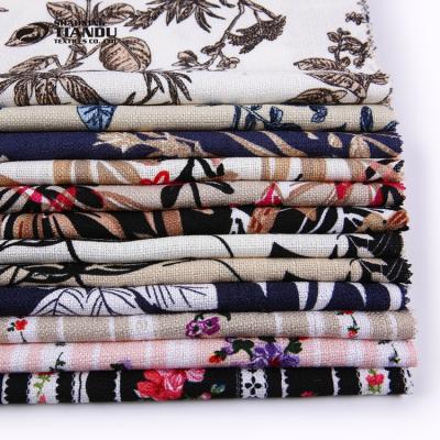 China Memory China Supplier Lovely Look Woven Linen Fabric Printed Polyester For Girl Dress for sale