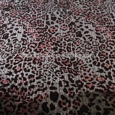 China New fashion anti-static hot selling low price embossed leopard print 3D gold foil knitted fabric for sale