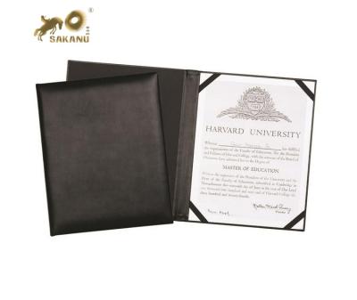 China Flame Retardant Customized Leather Diploma Cover A4 Certificate Holder for sale