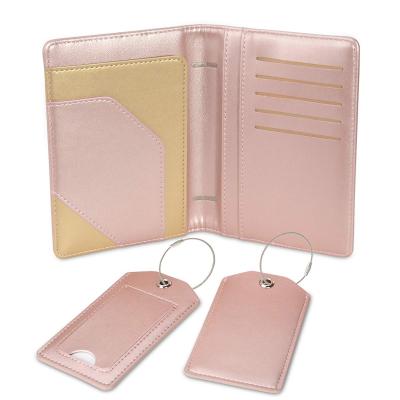 China Fashion Passport Holder With 2 Luggage Tags PU Leather Travel Wallet for sale