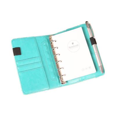 China Custom Manufacturer High Quality With 6 Ring Binder Mini Hardcover Book PU A6 Notebook Planner Notepad for sale