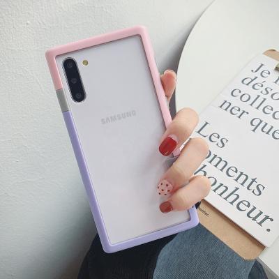 China Shockproof suitable for Samsung note10plus color blocking frame shell note10 contrast silicone shell for sale