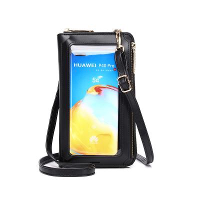 China Raymons Fashion Leather Mobile Phone Shoulder Pocket Wallet Pocket Cell Phone Waterproof Filter Mount With Neck Strap Phone Bag for sale