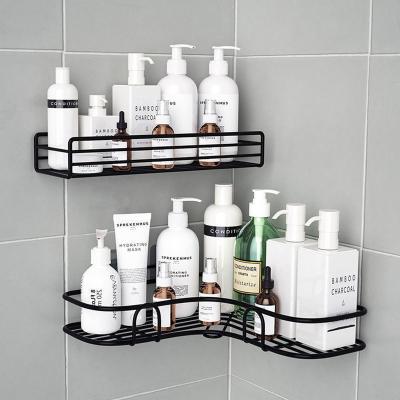 China Modern Bathroom Wall Mount Shampoo Storage Rack With Suction No Drilling Kitchen Storage Bathroom Accessories for sale