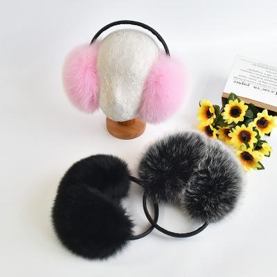 China Real Raccoon Fox Fur Ear Muff Fluffy Winter Earmuffs Fashion Girls Ear Cover Custom Colorful Warm Women Fur Ear Warmer For Ski Earflap for sale