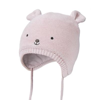 China COMMON Cute Warm Cotton Striped Bear Ear Beanies Girls Autumn Knitted Hats For Boys Spring Baby Hats Wholesale Soft Newborn Hats for sale