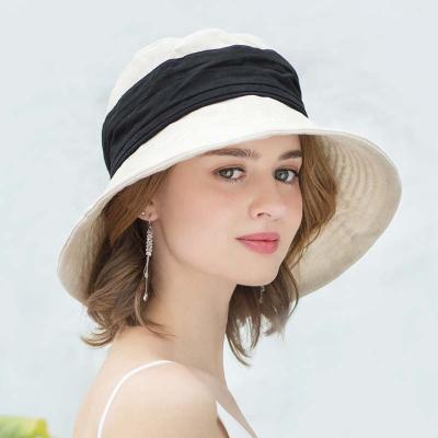 China Character Women Summer Sun Hats Fashion Wide Brim Foldable Cotton Bucket Hat Female Outdoor UV Protection Hat Custom Wholesale for sale