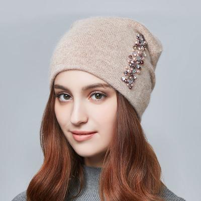 China Factory COMMON Winter Knitted Hats For Women Warm Cashmere Wool Beanies Winter Skull Custom Decorated Hat for sale