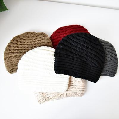 China Factory COMMON Winter Knitted Hats For Women Chunky Baggy Beanie Hat Warm With Fur Pompom Skull Ski Hat Wholesale for sale