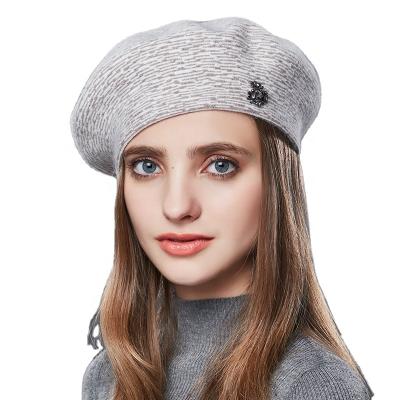 China Wholesale Picture Women Beret Hats Style Classic French Wool Knitted Beanie For Winter Autumn Colorful Beret Hats With Custom Logo for sale