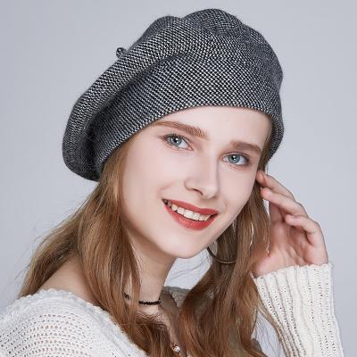 China Classic Women Winter Hats Factory Women Beret Style French Barred Wool Knitted Beanie Autumn Custom Fashion Beret Hats Wholesale for sale