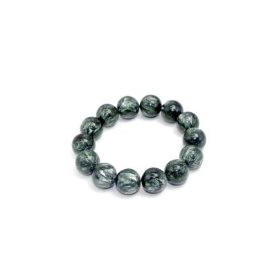 China AA CLASSIC Natural Wholesale Handmade Bracelet Natural Seraphinite Semi Precious Gemstone Beads 16mm Stretch Bracelet for sale