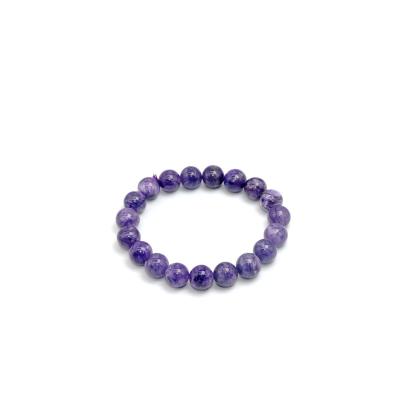 China CLASSIC Natural AAA Wholesale Handmade Bracelet Natural Semi Precious Charoite Gemstone Beads 10mm Stretch Bracelet for sale