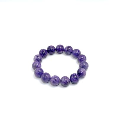 China CLASSIC Natural AAA Wholesale Handmade Bracelet Natural Semi Precious Charoite Gemstone Beads 15mm Stretch Bracelet for sale