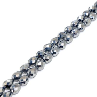 China DIY Jewelry Making Wholesale Terahertz Beads Bracelet Terahertz Water Drop Loose Stone Shape Faced 64 Beads Smooth Stone Beads For Jewelry Making for sale