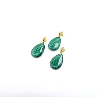 China Wholesale Accessories AAA Women Party Gift Natural Malachite Men's Accessory Gemstone Loose Beads Water Drop Shape Pendant For Jewelry Making for sale