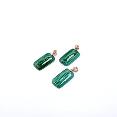 China Wholesale Men's Accessory Natural Malachite Women Party Gift AAA Gemstone Beads Loose Beads Rectangular Plate Pendant For Jewelry Making for sale