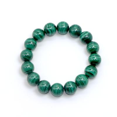 China Wholesale CLASSIC Natural Handmade Malachite Semi-precious AAA Gemstone Bracelet Beads 14mm Stretch Bracelet for sale