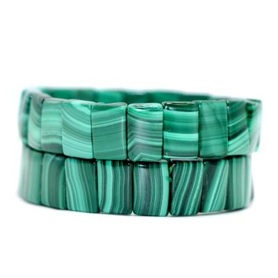 China CLASSIC Natural Wholesale Handmade Natural AAA Malachite Malachite Gemstone 9*13mm Square Semiprecious Square Plate Bracelet for sale