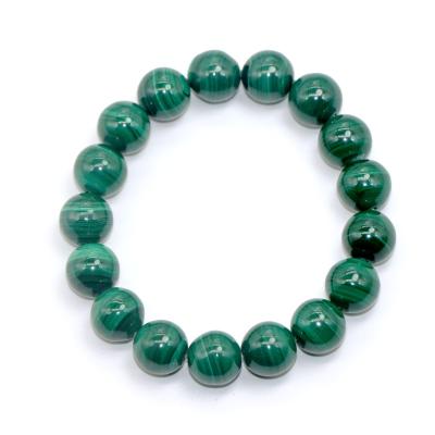 China Wholesale CLASSIC Natural Handmade Malachite Semi-precious AAA Gemstone Bracelet Beads 12mm Stretch Bracelet for sale