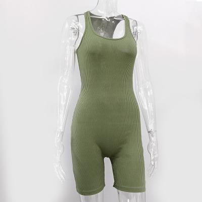 China New QUICK DRY solid color sleeveless jumpsuits custom made size closed up sexy romper wholesale for women for sale