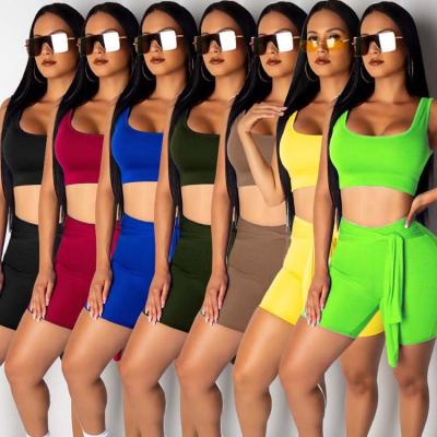 China New Logo Sportswear Gym Workout Activewear Custom Made Breathable Butt crack! crack! Womens Seamless Ribbed Yoga Wear Leggings Shorts Set for sale