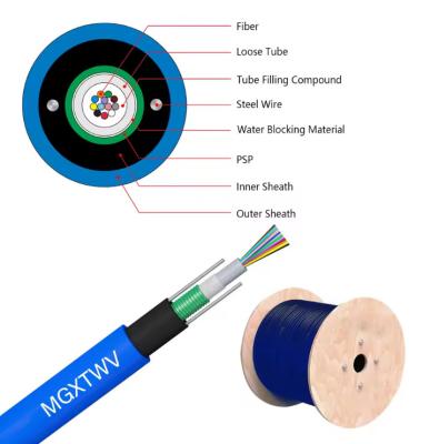 China Duct Fiber Optic Cable MGYTS Mining Fire Resistant G652D 12 Cores Mining for sale