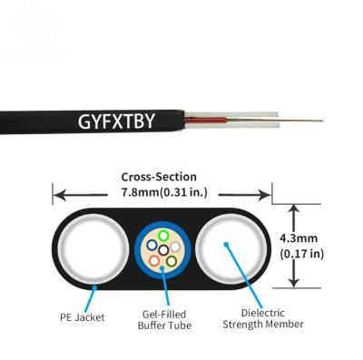 China Cabos de fibra óptica para exterior Flat Ftth Drop Cabos de HDPE G652D GYFXTBY 2 4 6 Núcleo de fibra óptica de FRP à venda