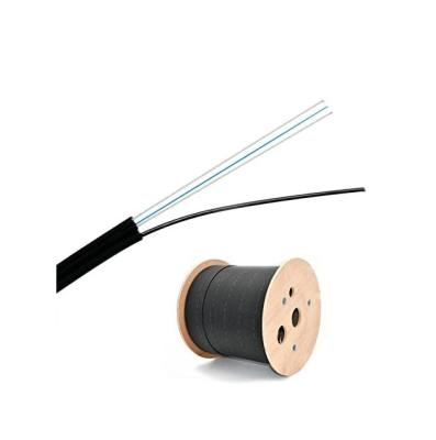 China FTTH Drop Cable Single Fiber Indoor / Outdoor Optical Fiber Drop Cable G657A1 1 Core Single Mode 9/125 LSZH Jacket 1 Steel Wire+2 FRP Strength Member Black 1000-Meter for sale