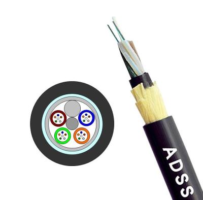 China ADSS Fiber Optic Cable 80m 100m 120m 200m Span ADSS Optical Single Jacket ADSS Aramid Yarn Optic Fibre Cable for sale