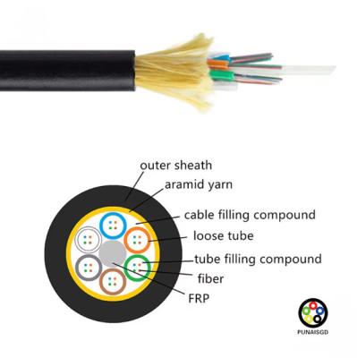 China CABLE de fibra óptica ADSS 12 24 48 96 Cable de fibra óptica G652D de modo único tipo exterior 1KM Distancia 200m HDPE chaqueta exterior única Negro en venta